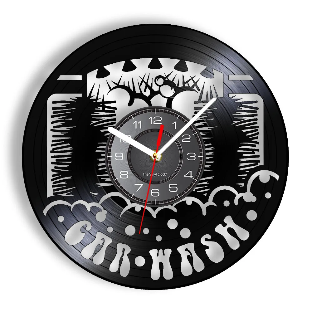 Car Wash Service Logo Vinyl Record Wall Clock Vehicle Auto Washing Shadow Art Wall Clock Garage Ornament Decor Vinyl Disk Crafts