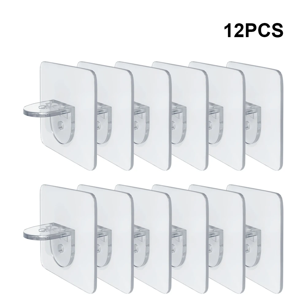 4/12Pcs Adhesive Plank Ondersteuning Pinnen Boor Gratis Nail In Plaats Houders Closet Kast Plank Ondersteuning Clips Muur Hanger