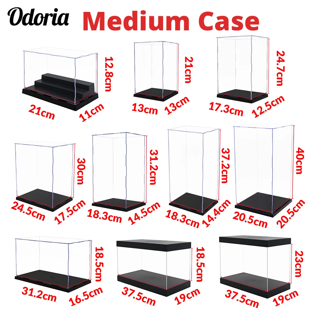

Odoria 21/24/31/37/40cm Acrylic Display Case Large Dustproof Clear Box Cabinet 1/87 1/35 Action Figures Collectibles Model Doll