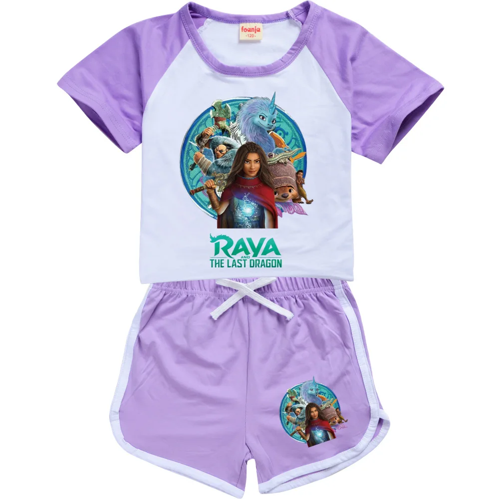 Kids Kleding Meisjes Raya En De Laatste Draak Sportkleding Zomer T-shirt Tops + Broek Katoen Korte Mouwen Outfits Kinderen Kleding