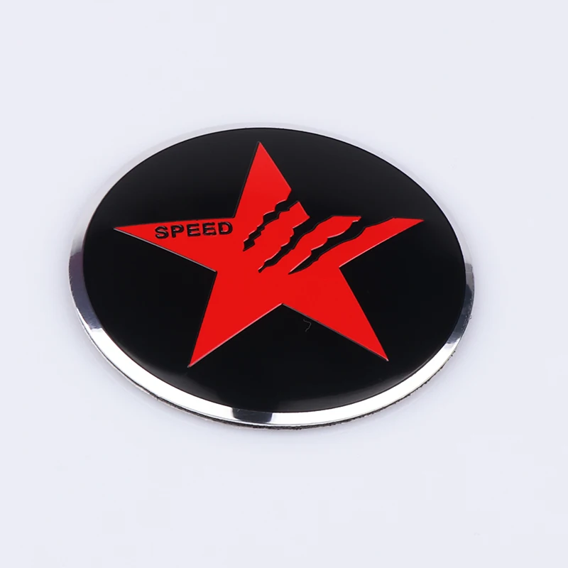 4PCS Pentagram SPEED Sign Badge Car Wheel Center Hub Caps Cover Rim Stickers Styling Decoration For BMW AUDI FORD HONDA KIA JEEP