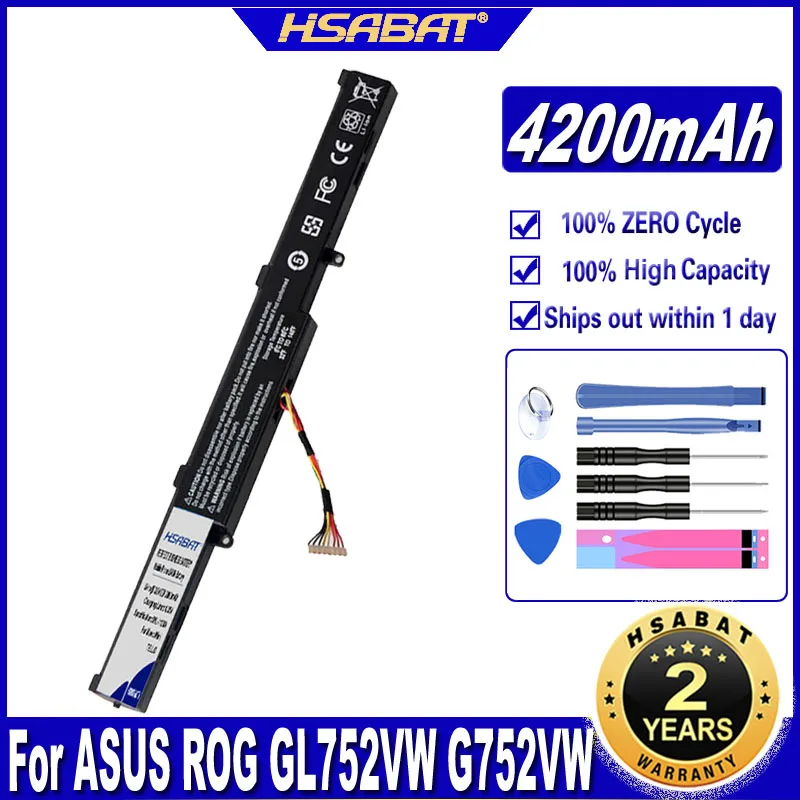 HSABAT A41N1501 4200mAh Battery for ASUS GL752JW GL752 GL752VL GL752VW N552 N552V N552VW N752 N752V N752VW N752VX A41LK9H