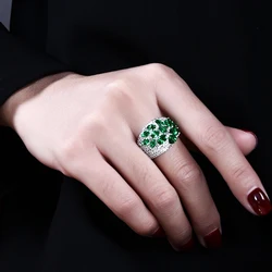 Ring in 5 Colors Cubic Zirconia of Blue Green Champagne Clear And Siam CZ stones Jewelry colorful Fashion Rings