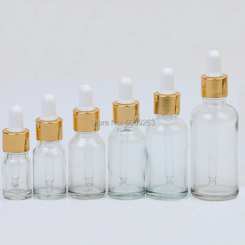 10pcs/Lot Lab Clear Round Glass Refined Oil Bottle with Glass Groppers Golden Circle for School Experiment