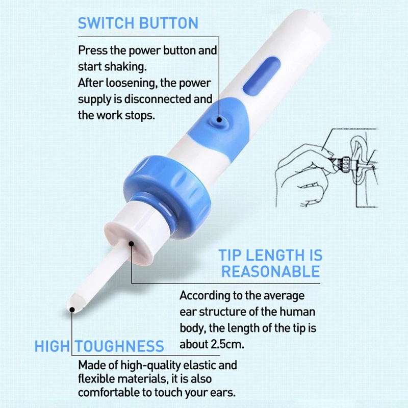 1Sets Electric Ear Cleaner Safety Electric Vacuum Earwax Cleaner Wax Remover Painless Cleaning Tool