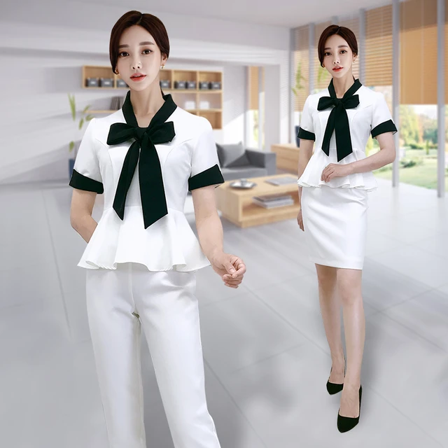 Uniformes formales elegantes para mujer trajes de trabajo con cuello de lazo para oficina y negocios AliExpress