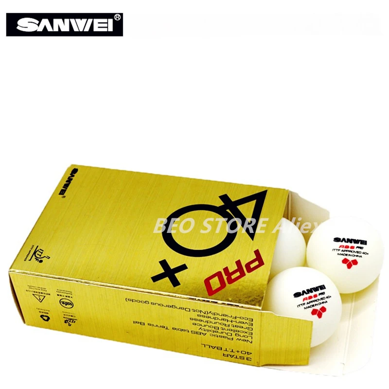 60 balls SANWEI Table Tennis Ball 3-star ABS 40+ PRO seamed New material plastic poly ITTF Approved ping pong tenis de mesa