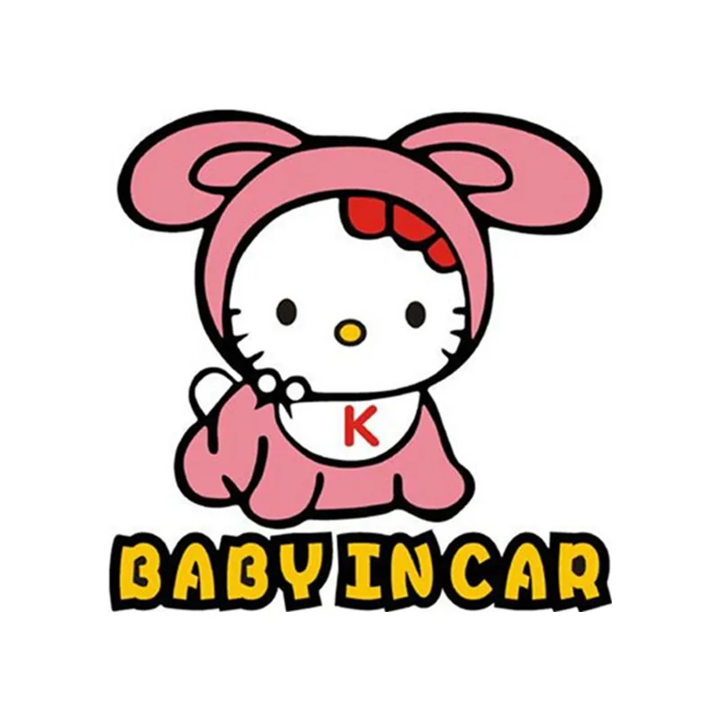 Baby on Board Warning Vinyl Decals Cute Kitty Cat in Car Styling Anime Poster Stickers Auto Tail Rear Windscreen Decorative Film