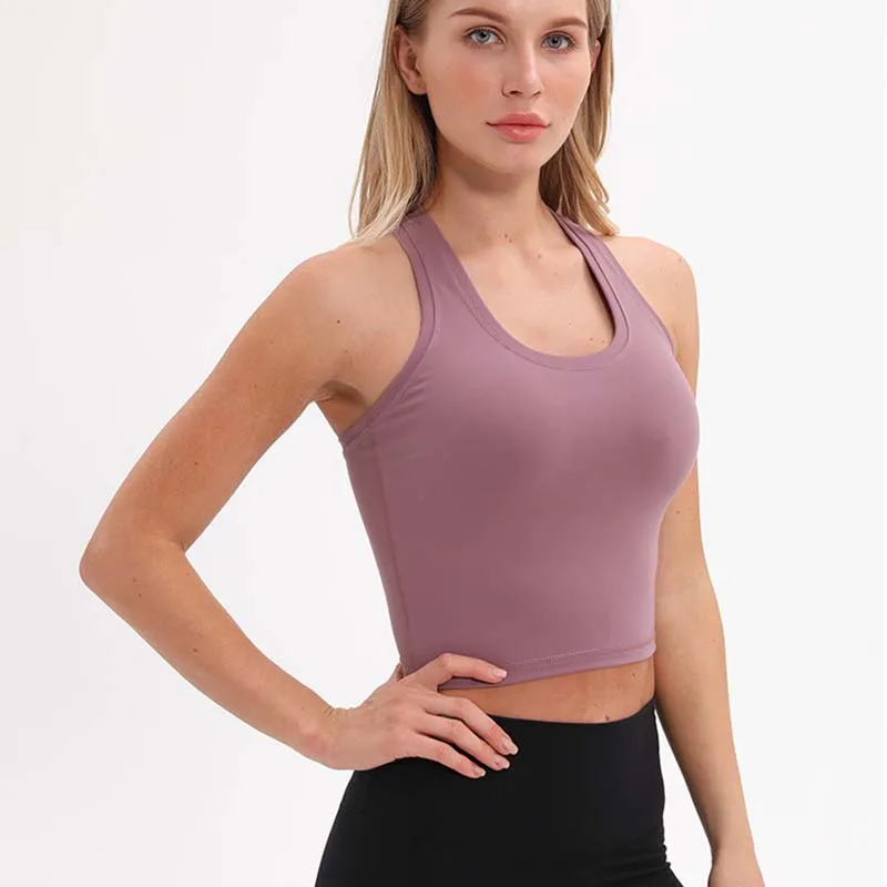 Donna palestra Top senza maniche Crop Top camicie per le donne Fitness Vest Workout Yoga Top canotta abbigliamento sportivo atletico