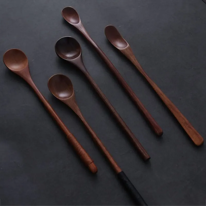 Wooden Spoon Kitchen Cooking Utensil Tool Soup Teaspoon Catering Kids Spoon kitchenware for Rice Soup Japanese Styles