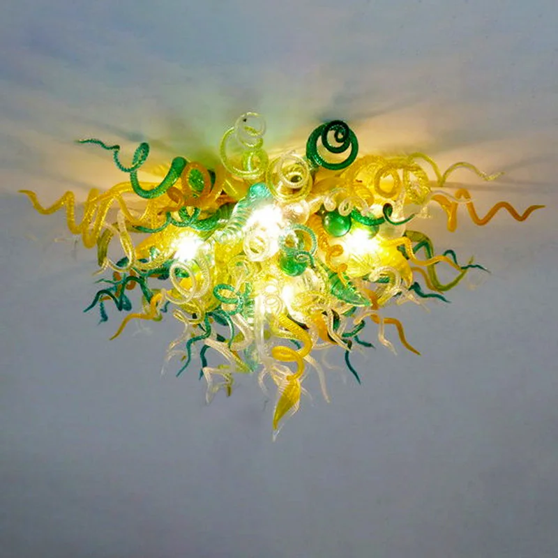 Green and Yellow Glass Chandeliers Ceiling Lights LED Hand Blown Glass American Chandelier