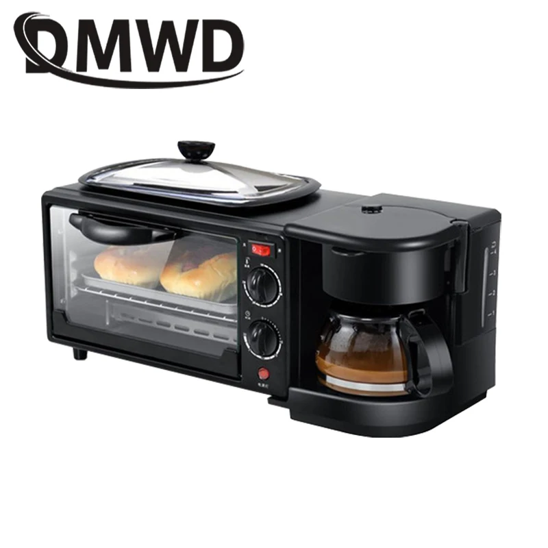 

110V/220V 3-in-1 Breakfast Machine Drip American Coffee Maker Cooker Teppanyaki Bread Pizza Oven Egg Omelette Frying Pan Toaster