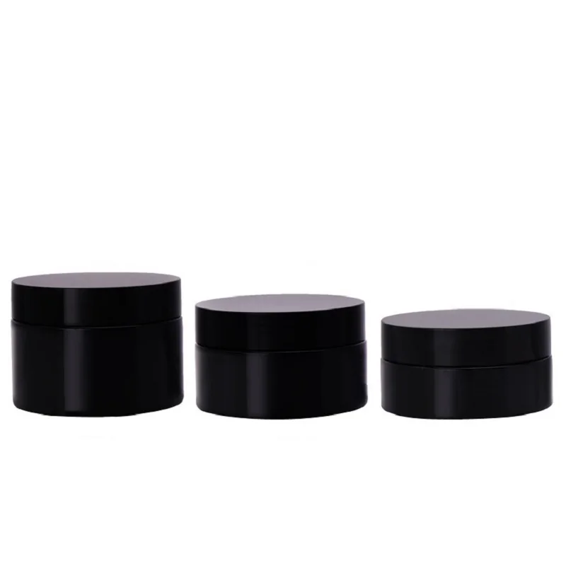 

50pcs Wide Mouth Bottle Plastic Jar Black PET Empty Mask Cream Hair Wax Container Cosmetic Pot with Lid 50ml 80g 100ml 120ml