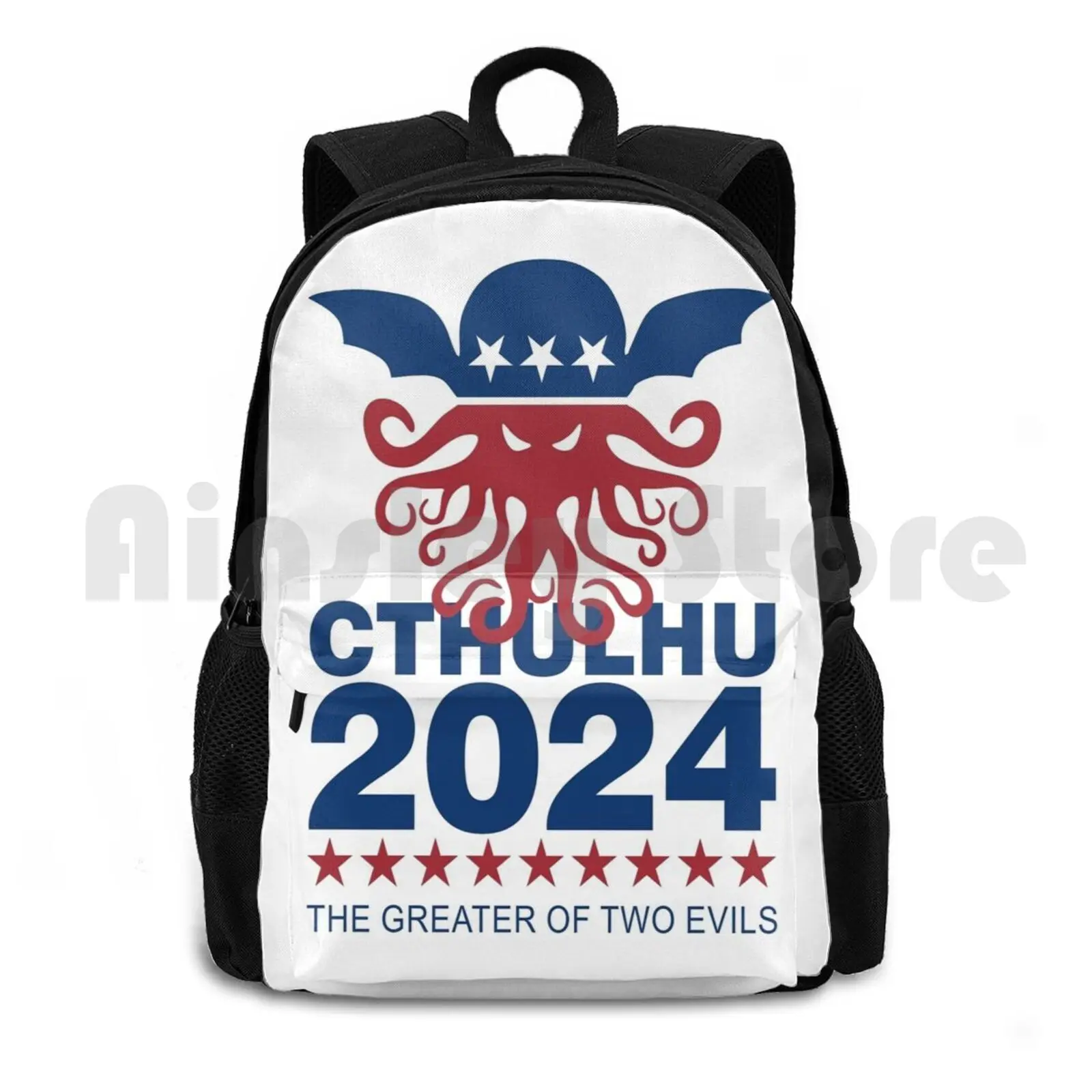 

Vote Cthulhu 2024 Outdoor Hiking Backpack Riding Climbing Sports Bag Cthulhu Horror Monster Mythos Tentacles Octopus Hp Geek