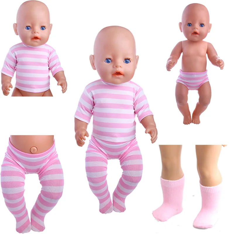 T-shirt + Leggings + Panties + Socks Fit 18 Inch American Doll & 43-45 cm Baby Reborn Doll Clothes,Girl's Toys,Our Generation