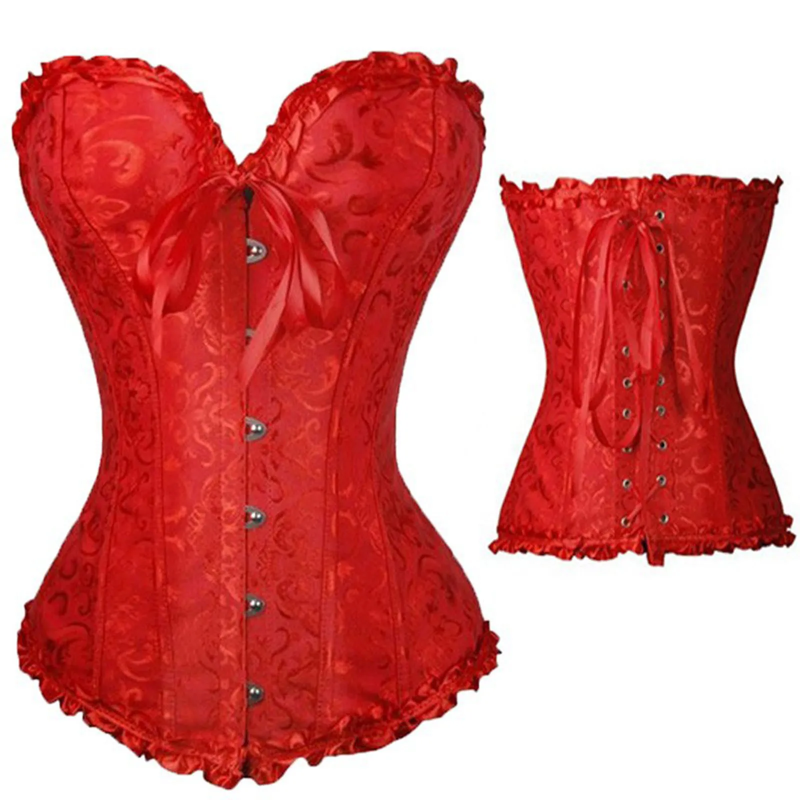 2023 Women´s corsets and bustiers tops sexy women brocade corset zip vintage style corselet overbust ladies Plus Size 6XL