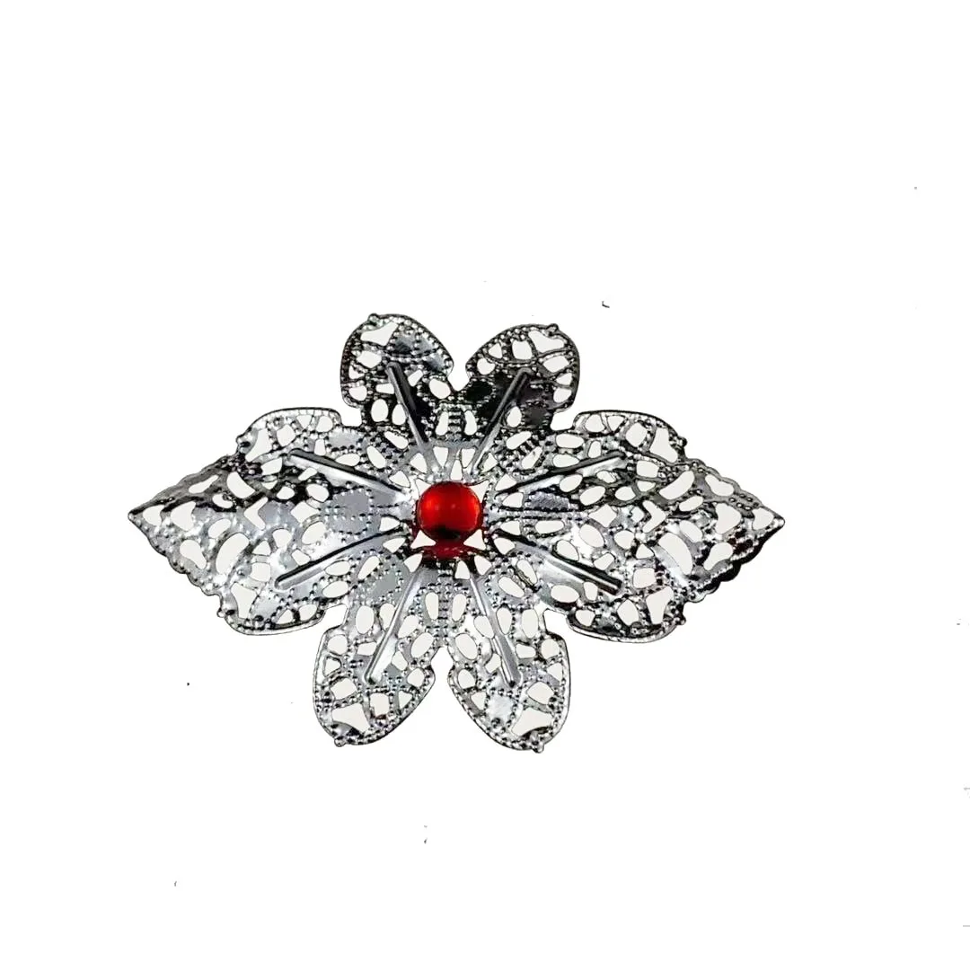 20pcs/lot 58x42mm Gold color/brozne Metal Filigree Flowers Slice Charms base Setting DIY Jewelry Components  cosplay Accessories