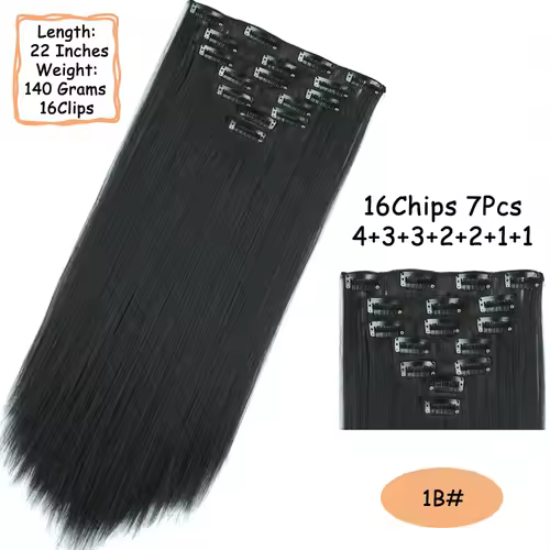 NICESY 16Clips Synthetic 24Inch Long Curly Hair Hairpiece Heat Resistant Hair Extension Clips In Ombre Black Brown Blond Women - Image 10