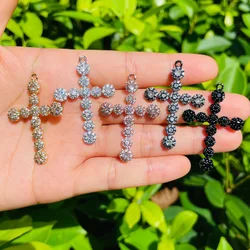 5pcs Religious Cross Pendants for Women Bracelets Men Necklace Making Bling Zirconia Charms Handmade Jewelry Accessory Wholesale
