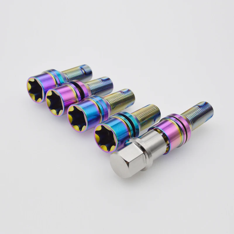 Jntitanti Gr5 titanium wheel bolt lug screw M14*1.5*28-45mm Torx with free cone washer