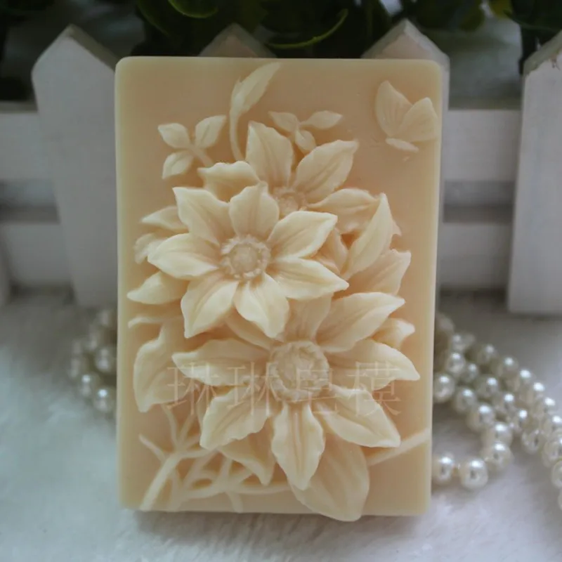 3d Sunflower Soap Mold Rectangle Flower Handmade DIY Soap Making Silicone Molds for  Lotion Bars Resin Crafts Scented Candle