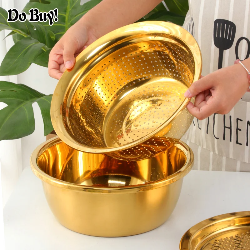 3 Pcs/Set Vegetable Slicer Drain basket Stainless Steel Fruit Potato Peeler Grater Round Rice Washer Drain Basket Supplies