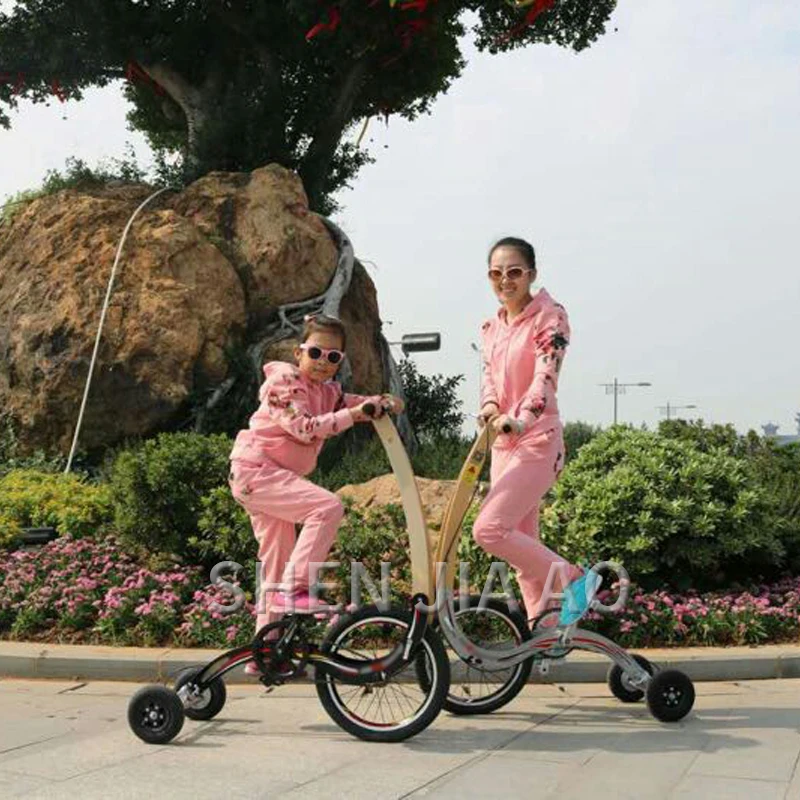 Three-wheeled Exercise Bike / Stand-free Standing Bicycle / Ultra Light Folding Bike / Sports Weight Loss Bike / Wooden + Steel