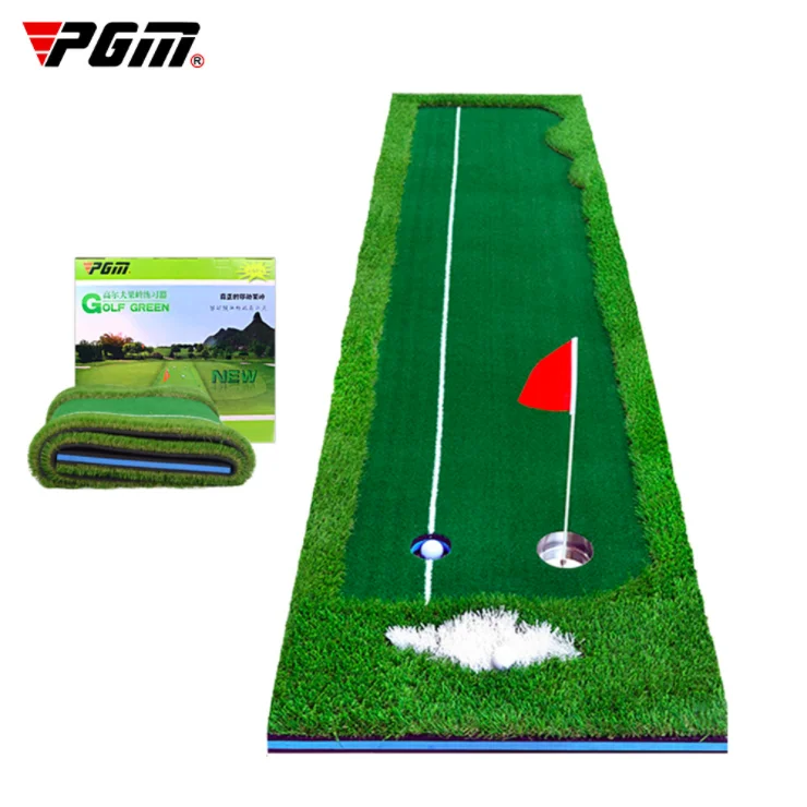 PGM แบบพกพา3M ในร่ม Golf Putting Green Swing Trainer ชุดพัตเตอร์แฟร์เวย์สนามหญ้าอุปกรณ์ฝึกกอล์ฟสำนักงานบ้านเสื่อ GL009