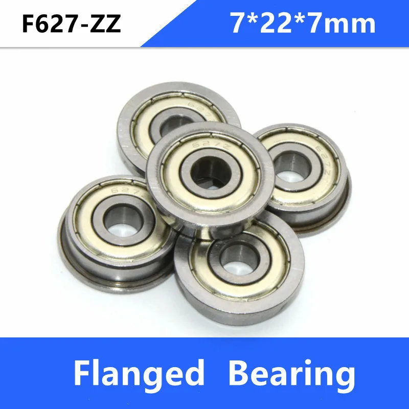 

200pcs/lot Flanged bearing F627ZZ F627-ZZ Z F627Z 7x22x7 shielded flange deep groove ball bearings 7*22*7 mm