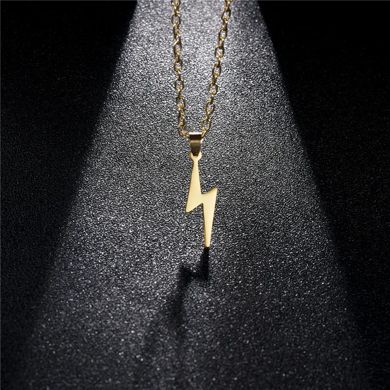 Rinhoo Stainless Steel Necklace Hot Lightning Necklaces For Women Protection Pendants For Girlfriend Gifts Silver Color Jewelry