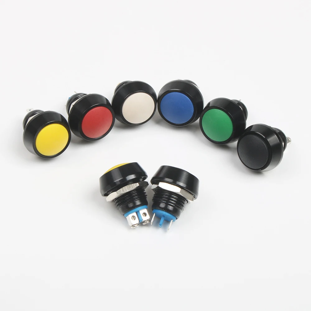 12mm waterproof Momentary 1NO domed push button switch pin/screw terminal reset button Alumina black button on-off micro switch