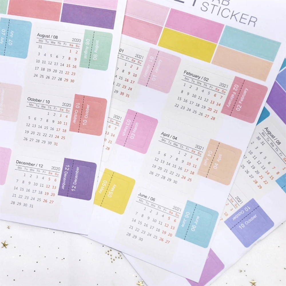 2Sheets  2021 Calendar Notebook Index Stickers Functional Planner Monthly Schedule Agenda Bookmark Stationery Stickers