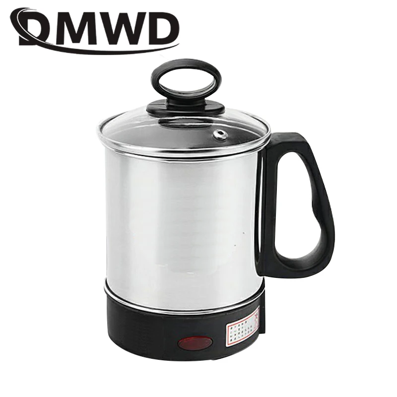 DMWD MultiCooker Electric Skillet portable stainless steel heating cup Noodles milk soup porridge Cooking Pot mini coffee boiler