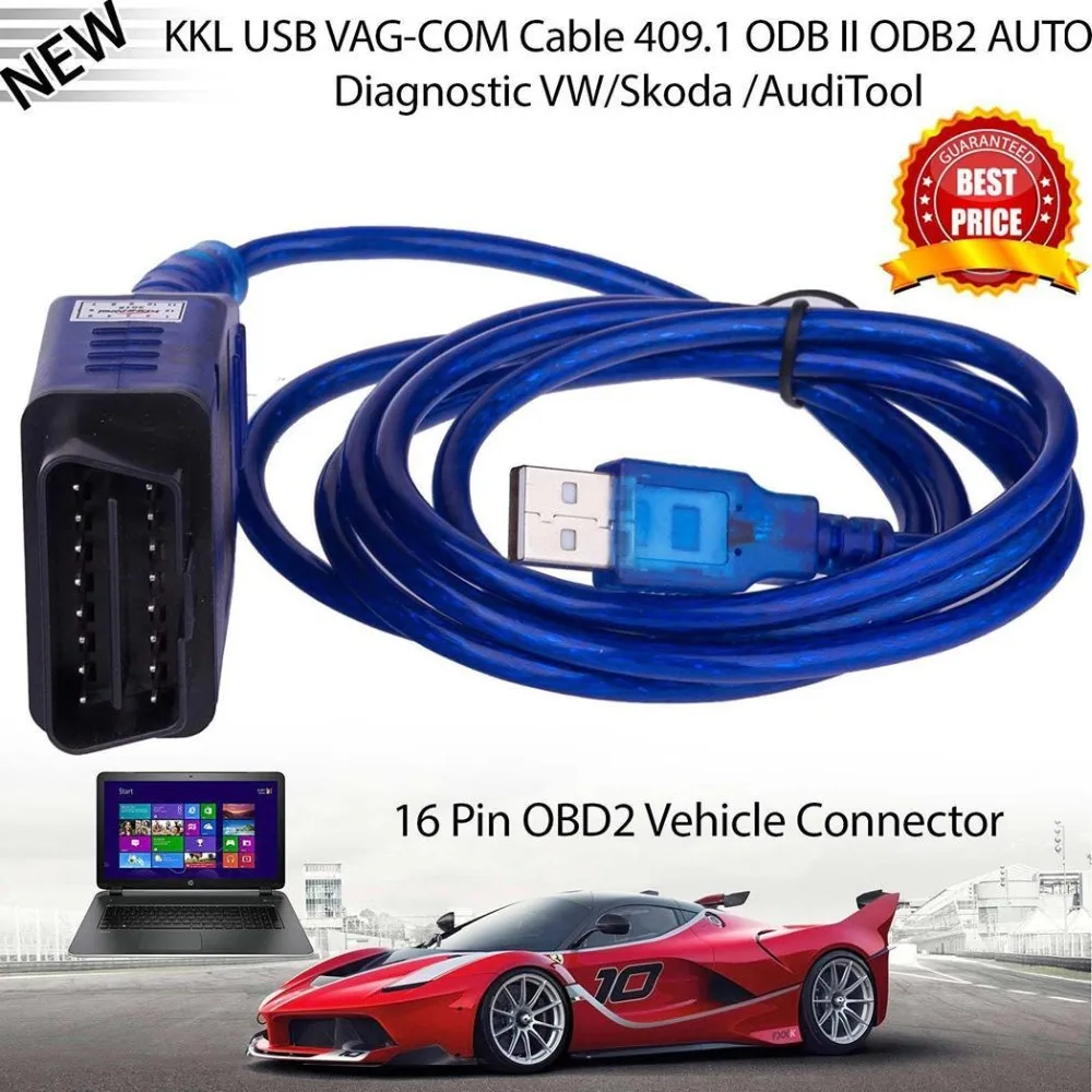 OBD2 USB Vag-Com Interface Cable KKL VAG-COM 409.1 OBD2 II OBD Diagnostic Scanner Auto Cable Aux USB Vag-Com interface cable