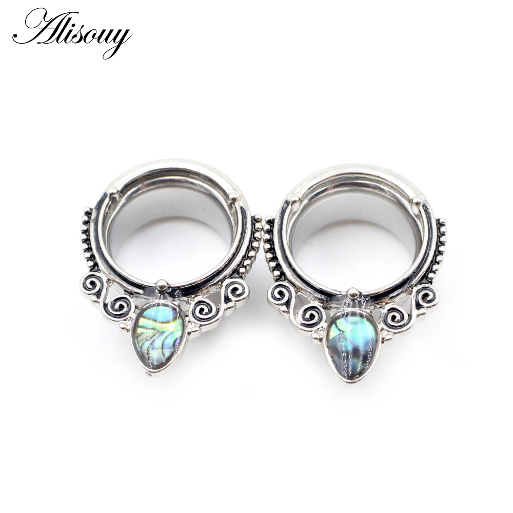 Alisouy new earrings body jewelry piercing Steel ear gauges expander plugs and tunnels with shell logo design 2pcs lot selling