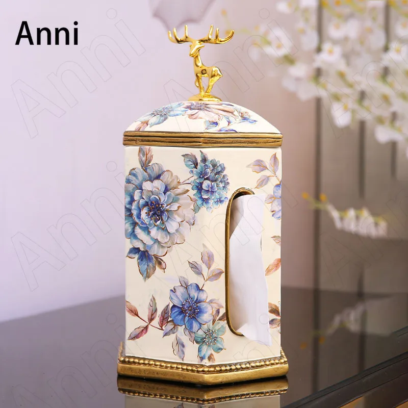 Gold-plated Deer Decorative Paper Towel Holder Nordic Modern Painted Ceramic Vertical Tissue Boxes Home CoffeeaTable Ornaments