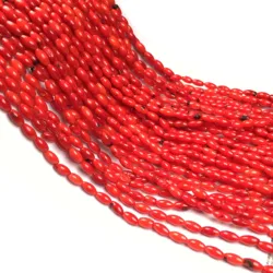 Coral Beads Red Oval Shape Loose Spacer Beads for Jewelry Making DIY Fashion Bracelet Necklace Accessories Size 4x8mm