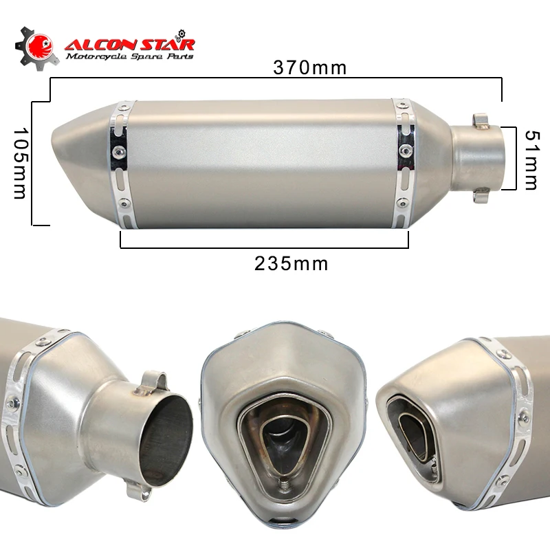 

Alconstar- Universal Motorcycle Exhaust Muffler Escape Moto Pipe Slip On DB Killer 51mm Akrapov Laser For Kawasaki Yamaha MT07