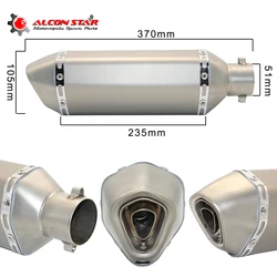 Alconstar- Universal Motorcycle Exhaust Muffler Escape Moto Pipe Slip On DB Killer 51mm Akrapov Laser For Kawasaki Yamaha MT07