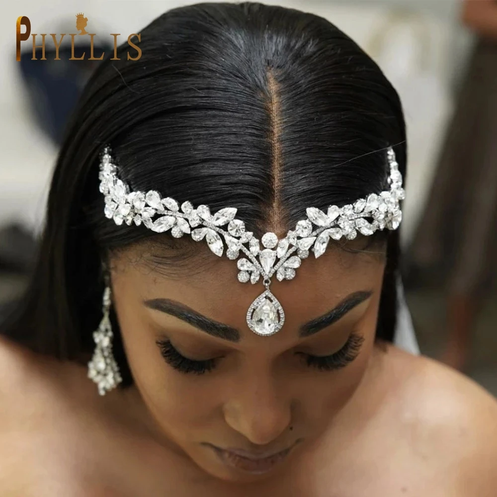 A265 Luxury Zircon Rhinestone Hairband Wedding Headpiece Baroque Bridal Crown Tiaras Hair Accessories Forehead Hair Jewelry