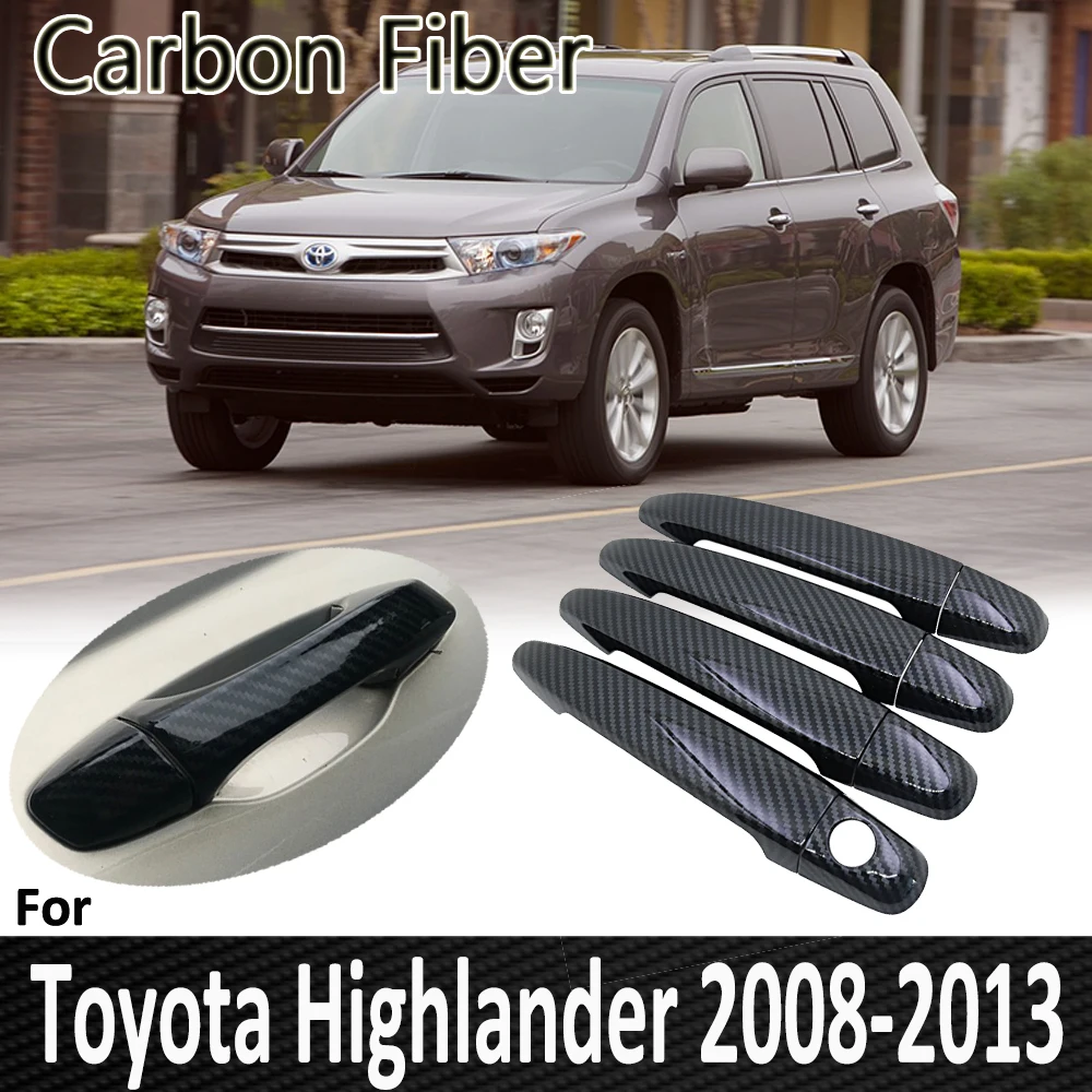 

Черное углеродное волокно для Toyota Highlander Kluger XU40 2008 2009 2010 2011 2012 2013 крышка дверной ручки Sricker автомобильные аксессуары