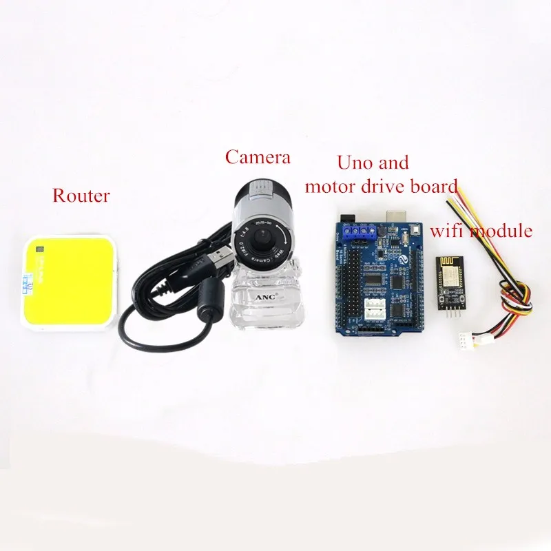 Novo 2/3/4wd kit controlador de vídeo rc com uno + placa motorista do motor + módulo wi-fi cemera roteador para arduino robô inteligente tanque carro diy