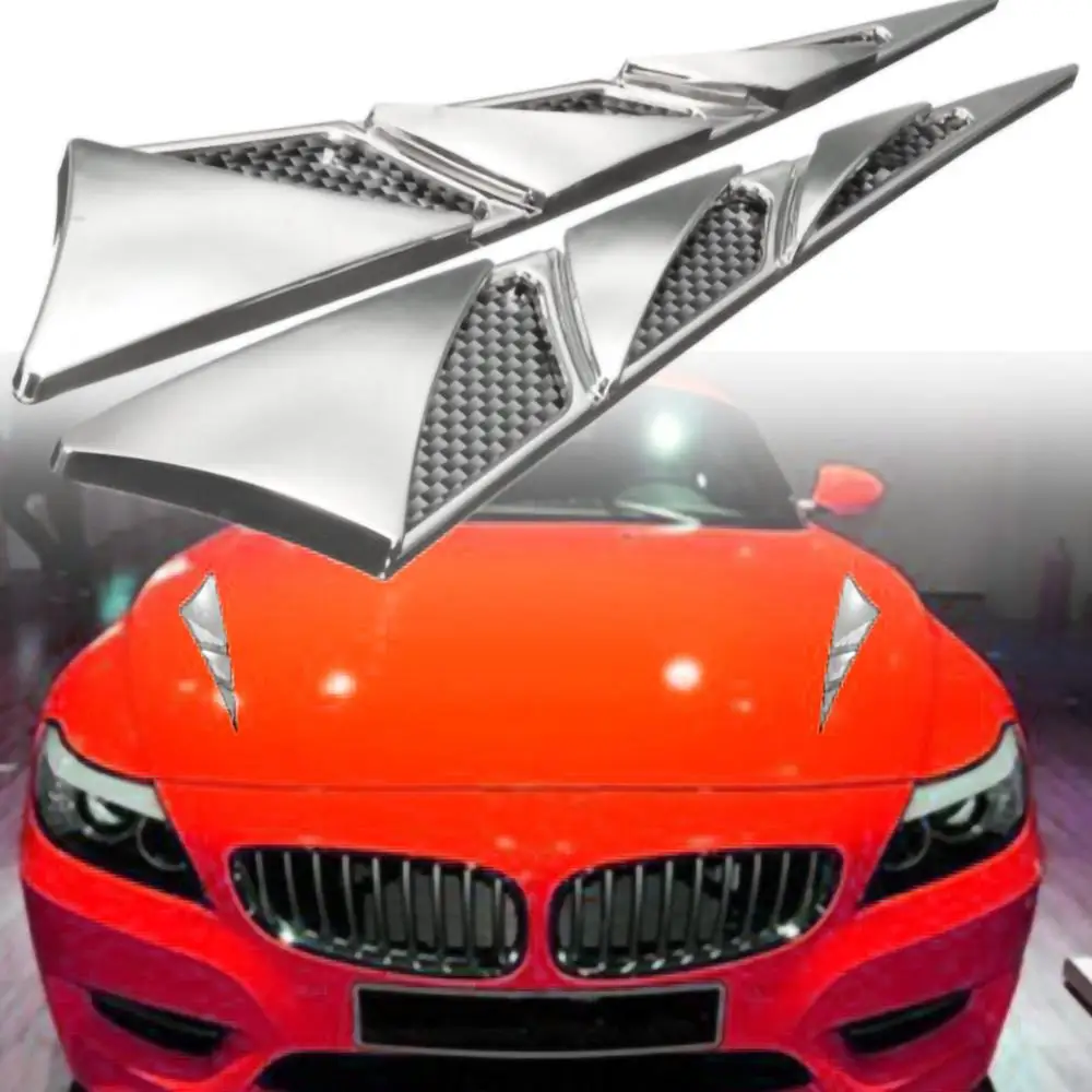 

2PCS Car Decor Air Flow Intake Scoop Bonnet Simulation Vent Cover Hood Adding Sporty Look Universal Fit On All Cars Suvs