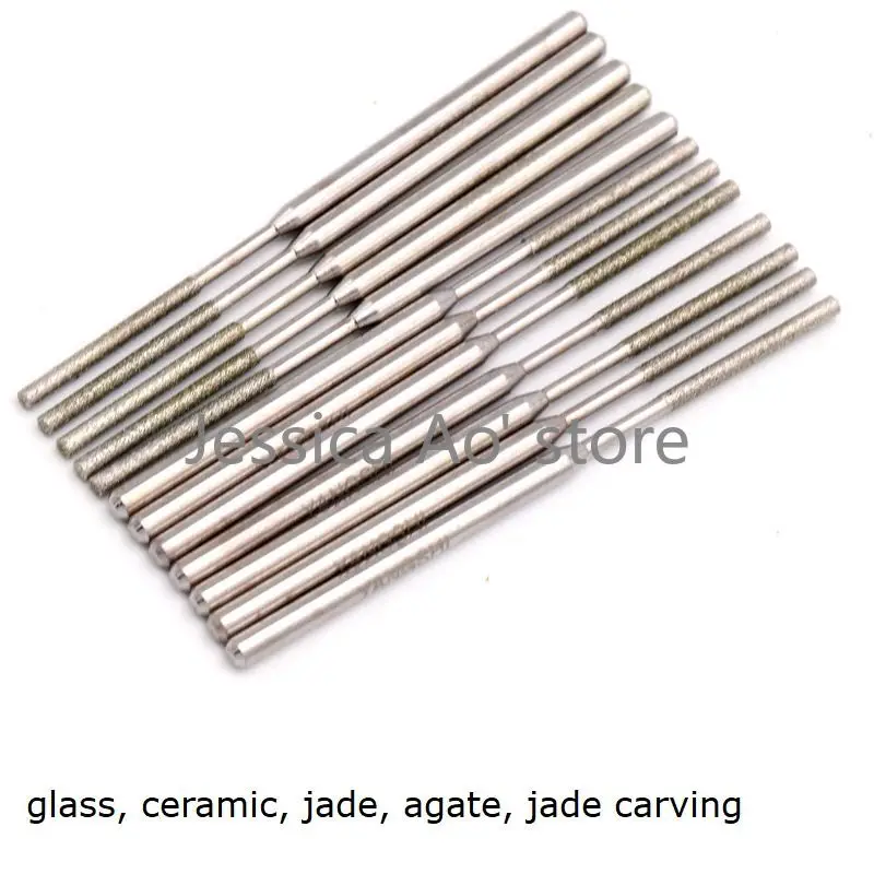 14pcs 70mm Length Cylinder Diamond Grinding Needle Diamond and CBN Abrasive Tools for Electric Grinder Glass Agate Jade Carving