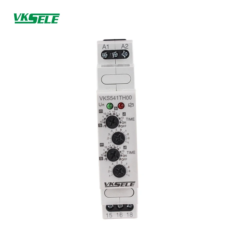 

VKS541T 1S/10S/1M/10M/1H/10H/1D/10D/ON/OFF Cycle time relay 0.1s to 10 days timer relay