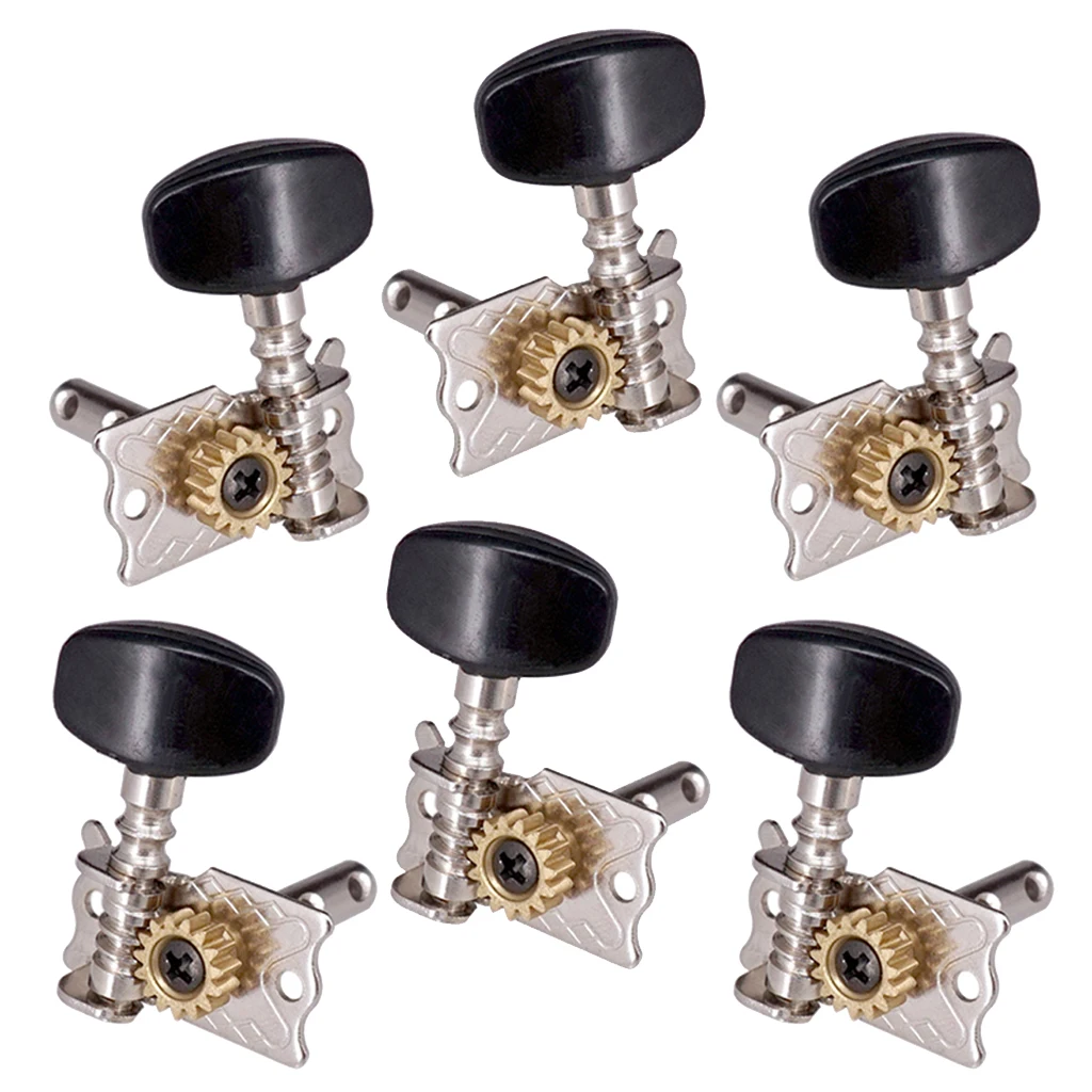 6 Pieces Black Guitar Machine Heads Mechanical Tuning Pegs For Acoustic Guitar Electric Guitar, 3R3L