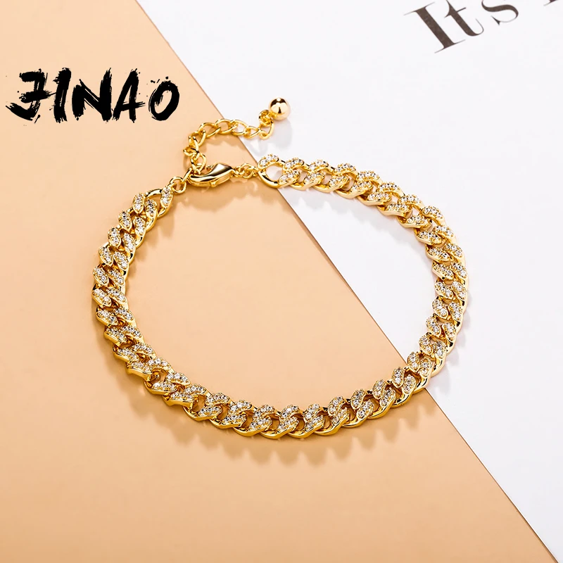 

JINAO NEW HIP HOP 5mm Cuban High Quality Personality Iced Out AAA+CZ With 2inch extension chain Bracelet Jewelry For Gift