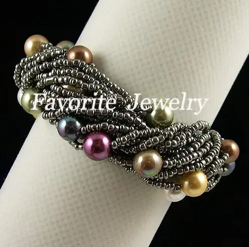 New Arrival Pearl Bracelet 20 Strand 8mm Rainbow Color Mother Of Pearl Wrap Bracelet Handmade Fine Jewelry Perfect Women Gift