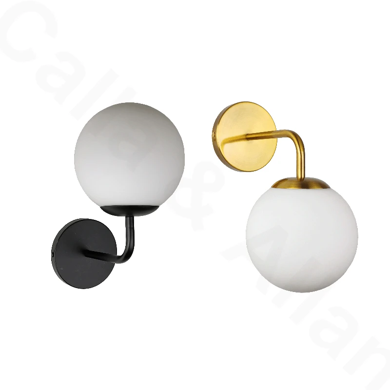 150mm ball Glass shade minimalist LED wall lamp living room bedroom bedside light American European hotel Globe Sconce Lighting