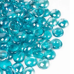 Blue Fire Glass Rocks for Fire Pit, Fire Glass Beads for Propane Gas Fireplace or Natural, Reflective Decorative Firepit Glass